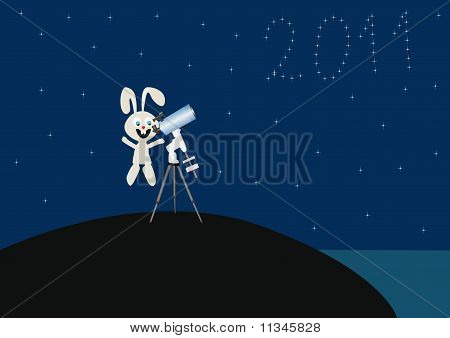 Hare med ett teleskop