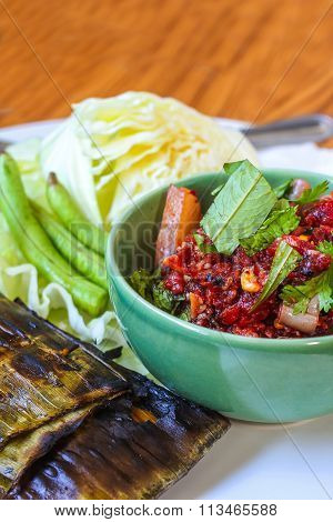 Laab minced pork , Thai north food