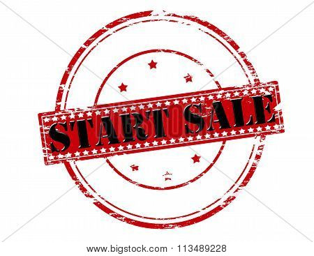 Rubber stamp with text start sale inside vector illustration