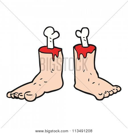 freehand drawn cartoon gross severed feet