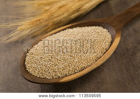 Portion Of Uncooked Quinoa And Wey Protein