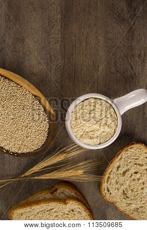 Portion Of Uncooked Quinoa And Wey Protein