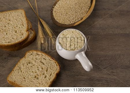 Portion Of Uncooked Quinoa And Wey Protein