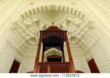 Mimbar of the Sultan Ismail Airport Mosque at Senai Airport in Malaysia