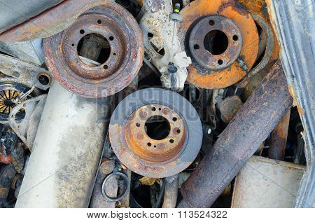 Useless, worn out rusty brake discs r and other parts