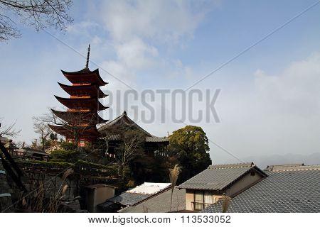 Five story pagoda of Itsukushima Shrine in Miyajima Hiroshima Japan