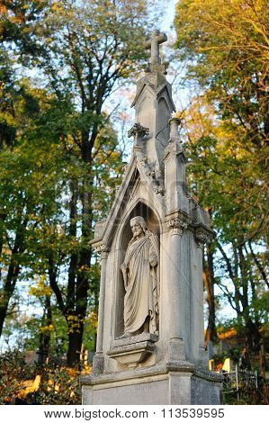 Old Statue In Lychakiv Cemetery In Lviv, Ukraine, October 2014