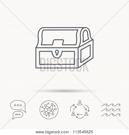 Treasure chest icon. Piratic treasury sign.