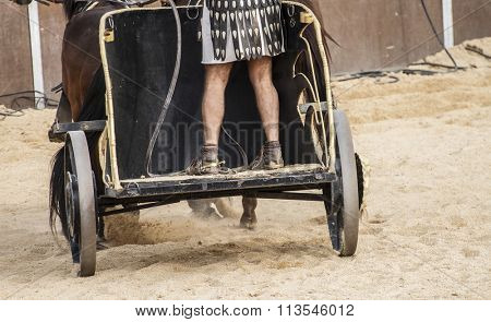 horses and chariots of Roman gladiatorial fights, representation