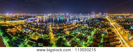 Danang panoramic city nightlife