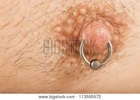 man with nipple piercing