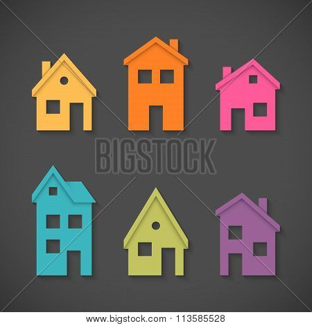 Set of colorful houses icons