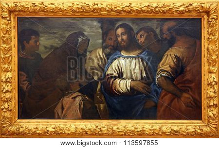 ZAGREB, CROATIA - DECEMBER 08: Paolo Veronese Christ and the wife of Zebedee, Old Masters Collection, Croatian Academy of Sciences, December 08, 2014 in Zagreb, Croatia