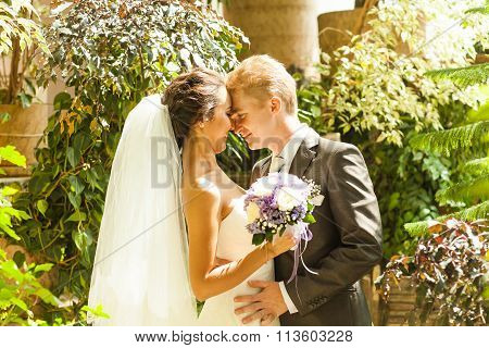 Happy bride and groom on their wedding