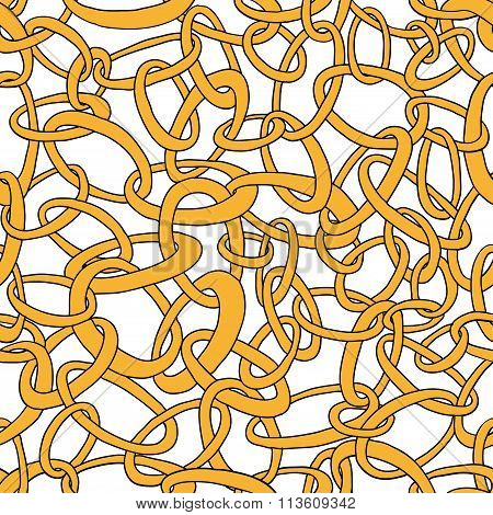 Background with repeating tangled yellow chain