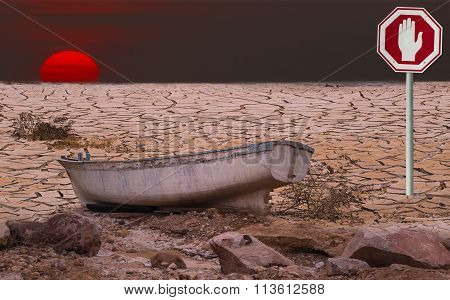 Conceptual image symbolizing a drastic climate changes of our planet and thereby threatening the ecology of nature systems