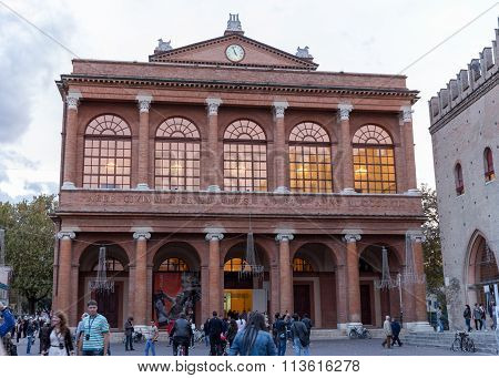 Rimini, Italy - November 03, 2013: Cavour Square And Public Theater Amintore Galli. The Largest Reso