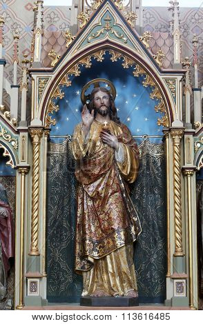 STITAR, CROATIA - AUGUST 27: Altar of the Sacred Heart of Jesus in the church of Saint Matthew in Stitar, Croatia on August 27, 2015