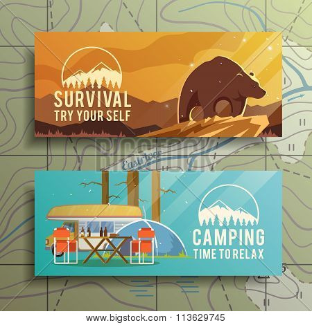 Vector camping web banners