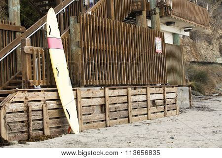 Leaning Surfboard At Swami's Beach