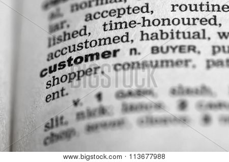 Closeup of the dictionary details of the word
