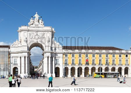 Rua Augusta Arch front in Lisbon, Portugal
