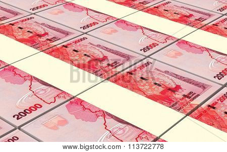 Ugandan shillings bills stacks background. Computer generated 3D photo rendering.