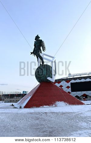 Football Stadium Spartak Opening Arena And A Monument To The Gladiator Spartacus In Moscow
