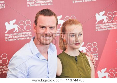 Actors Michael Fassbender and Sarah Gadon