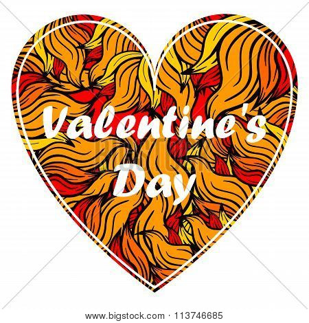 Valentine's day heart with spurts of flame.