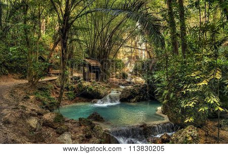 secret place in asia jungle with lagune