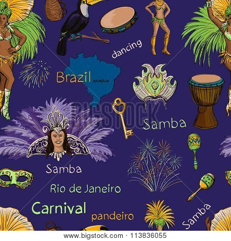 Brazilian Carnival Seamlees pattern