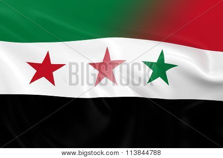 Syrian Crisis Concept Image - Flags Of The Syrian Opposition And Syrian Government Fading Together