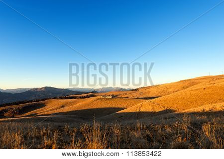 Plateau Of Lessinia And Italian Alps