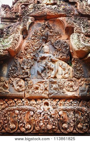 Bas relief in Banteay Srei, Cambodia