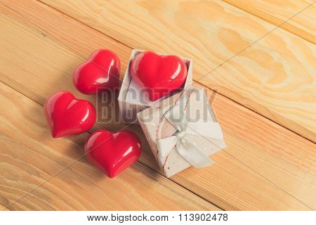 Gift Of Love. Hearty Gift. A Gift Box With A Red Heart Inside.