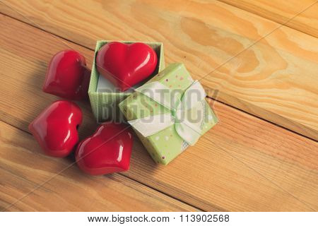 Gift Of Love. Hearty Gift. A Gift Box With A Red Heart Inside.