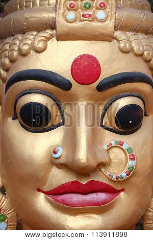Close up shot of hindu goddess statue
