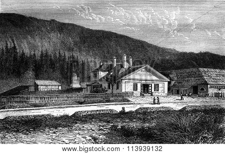 The resort of Semmering, vintage engraved illustration. Magasin Pittoresque 1878.