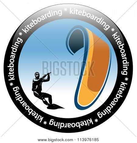 Kiteboarding. Rider Icon Isolated on White background. Illustration.