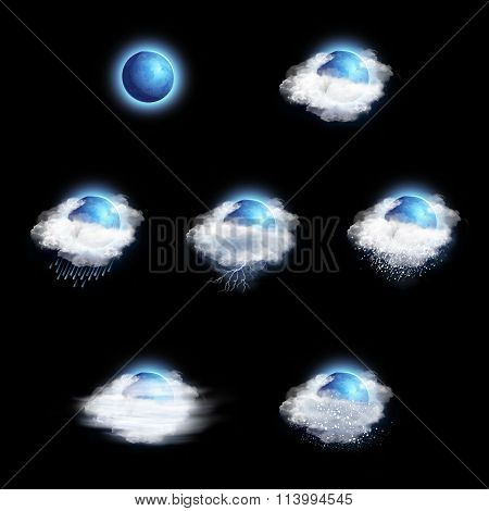 Weather Forecast Icons Set, Moon Version
