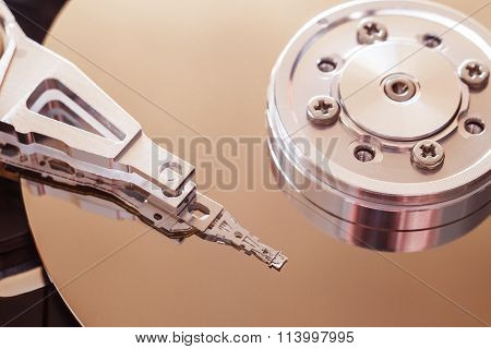 Hard Disk Drive Inside. Data Safety Concept