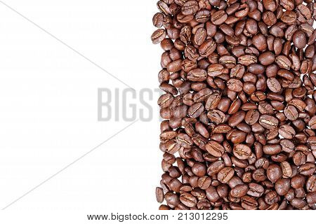 Coffee beans stripes isolated in white background. High resolution photo.