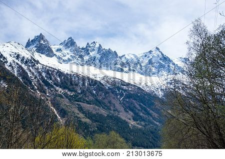 Panoramic view of Alps the highest and most extensive mountain range system that lies entirely in Europe