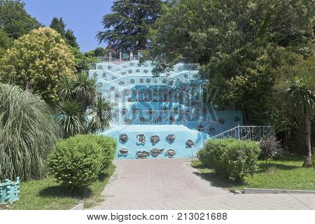 Adler, Sochi, Krasnodar region, Russia - July 16, 2016: An original staircase going to the boarding house 