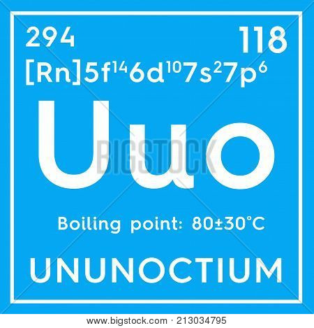 Ununoctium. Noble Gases. Chemical Element Of Mendeleev's Periodic Table.