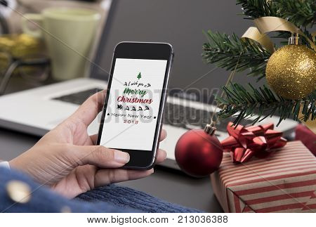 People received greeting text massage Merry Christmas from another person.