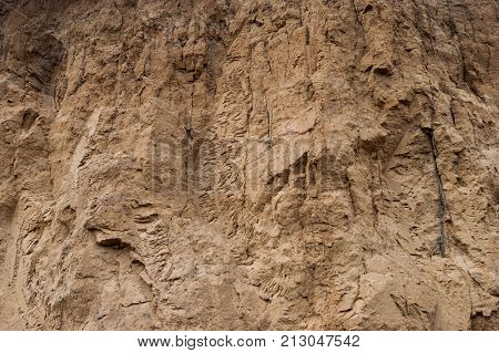 Close-up Of A Loamy Ravine Wall As An Environmental Texture Background