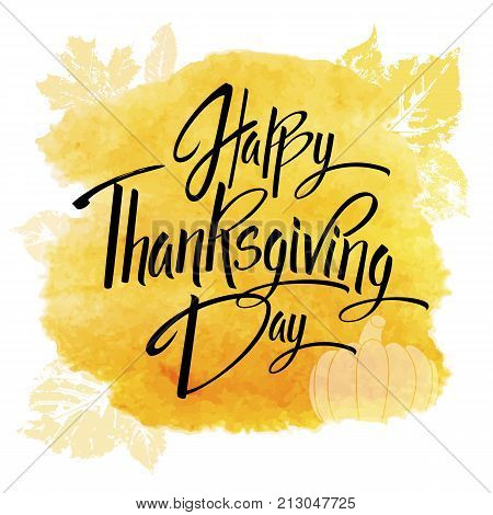 Happy Thankgiving Day Greeting Card. Lettering Happy Thankgiving Day