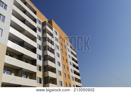 Multistorey building. New building. Contemporary architecture. New social architecture.